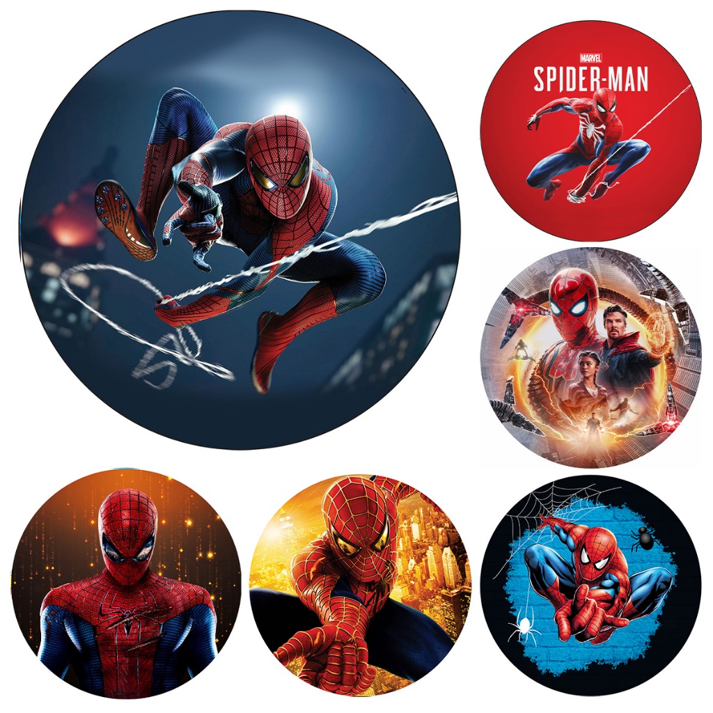 Painel de Festa na Mesa Redondo Homem Aranha Tecido Sublimado com Elástico nas bordas 50x50 cm