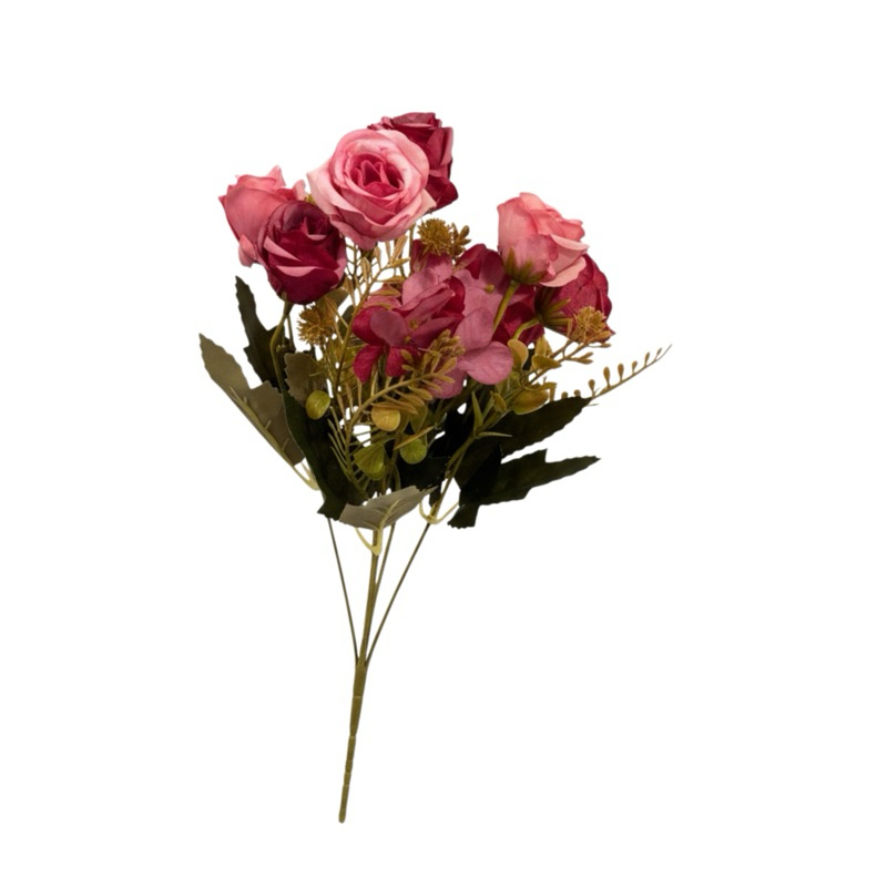 Buquê com 5 Mini Rosas Hastes com Folhagem Decoração Flor Artificial Para Mesa De Casamento Casa Escritorio em Oferta na Shopee