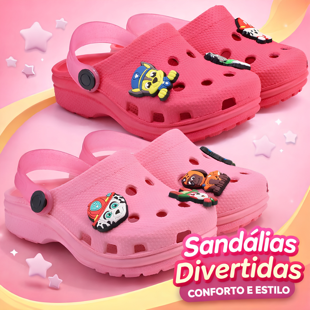 Kit 2 Sandálias Babuches Botons Infantil Menina Patrulha Personalize Do Seu Jeito Marca Nexa