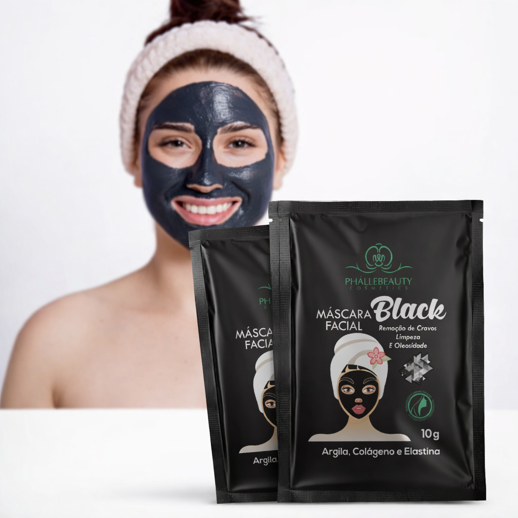 Kit Máscara Facial Peel Off Black Sachê 10g - Phallebeauty