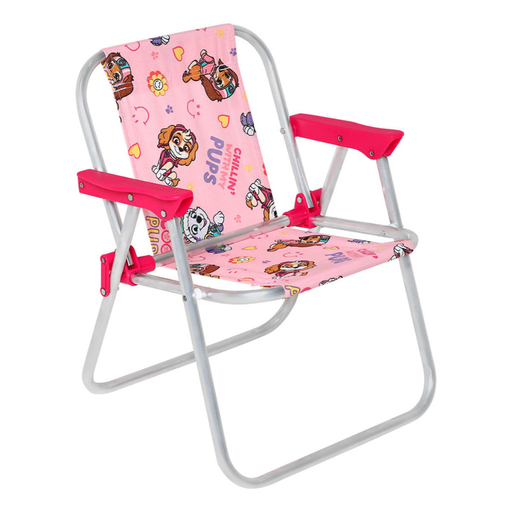Cadeira Infantil Patrulha Canina Rosa/Pink Bel com estrutura em alumínio durável, leve, segura e confortável