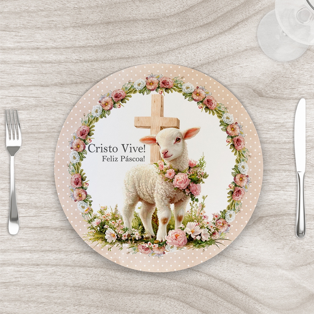 Sousplat de Páscoa 35x35cm com base MDF - 1 unidade