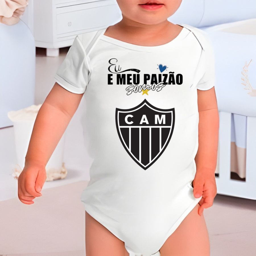 Body Do Atletico -Mg Eu e Meu Paizao Somos - Macaquinho Do Galo Infantil