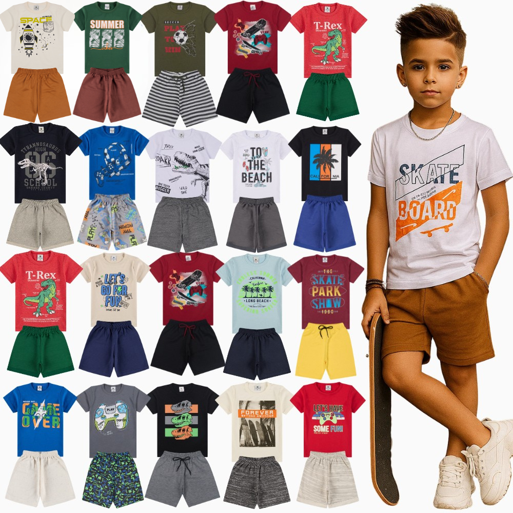 Kit Roupa Infantil Menino | Conjunto Verão Menino | Kit Roupa Infantil Menino Confortável