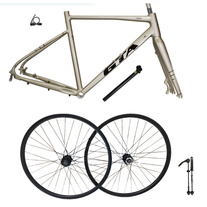 Quadro Gravel/Speed Aro 700 + Par de Rodas Cassete Alumínio 6061 | Tamanhos 50, 52, 54 e 56