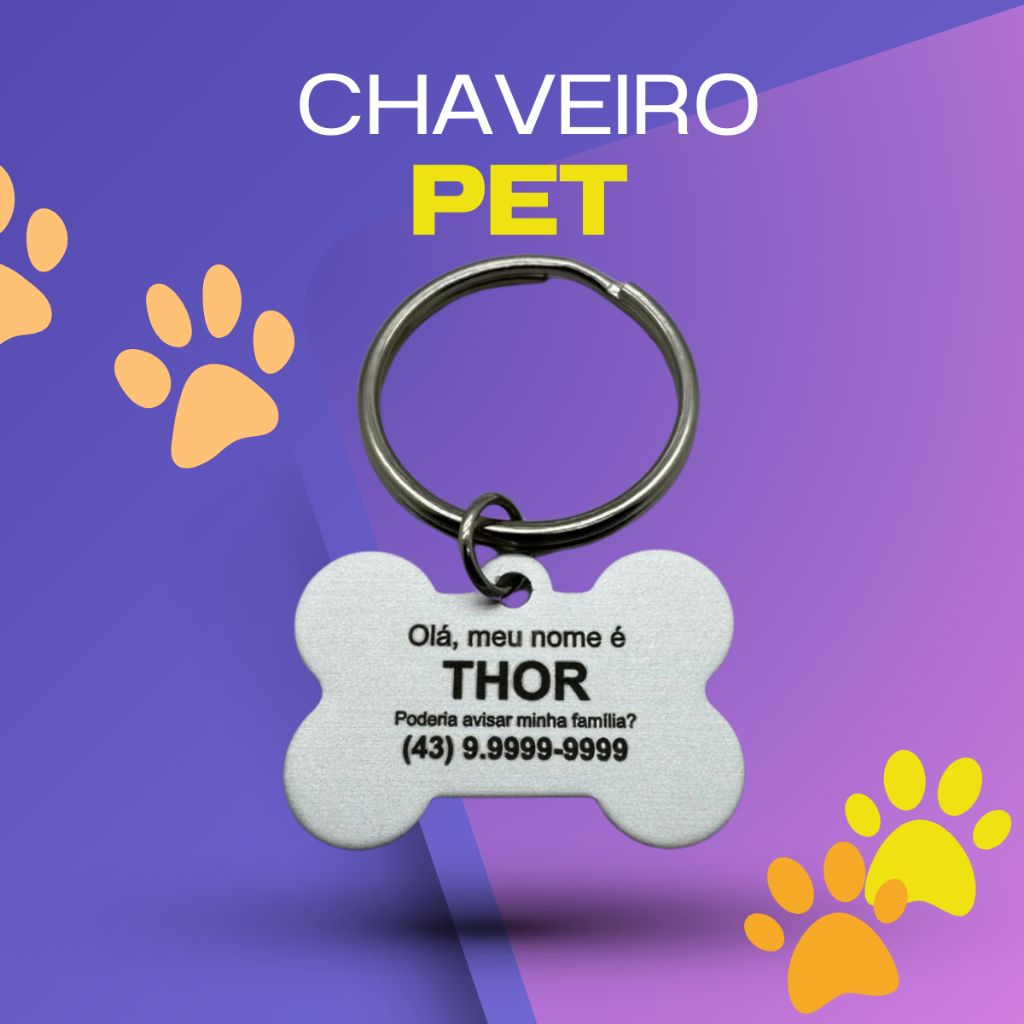 Tag de Identificação Pet Personalizada – Kit 2 Unidades para Coleira de Cachorro com Telef...