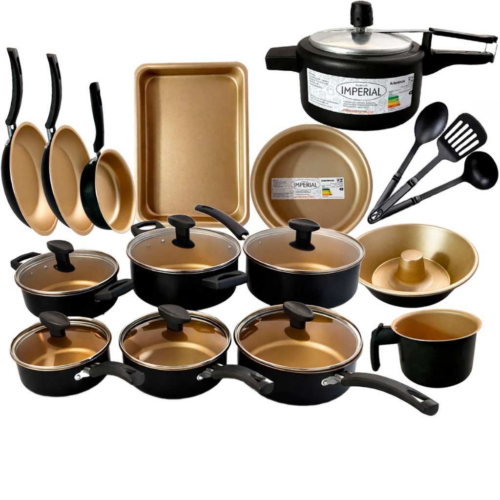 jogo conjunto 14 peças panelas teflon antiaderente panela de pressão 2 litros