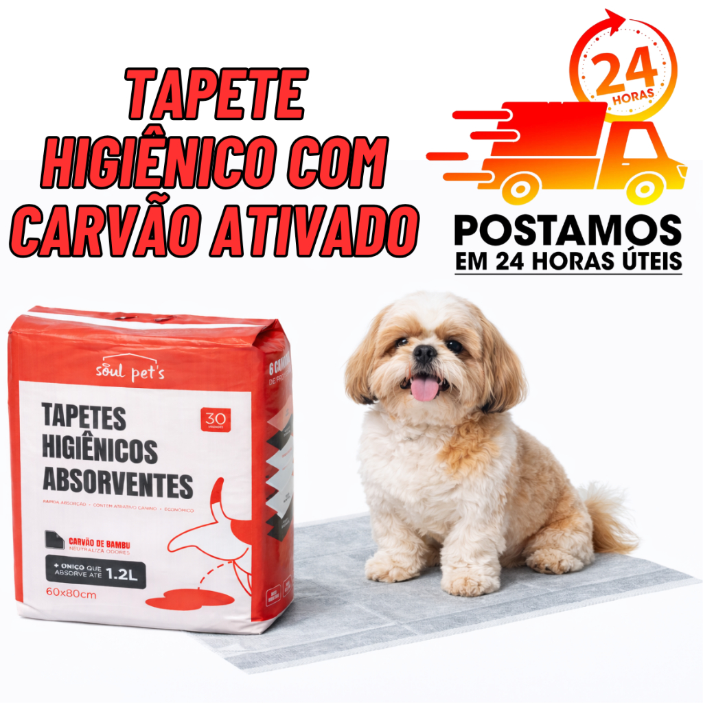 TAPETE HIGIENICO COM 30 UNIDADES COM CARVÃO ATIVADO TAMANHOS 60 X 50 E 80 X 60 CM