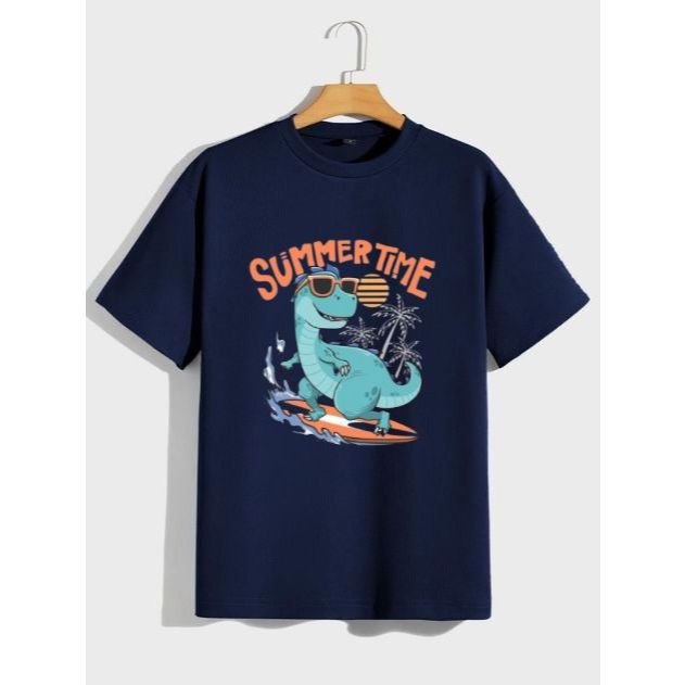 Camiseta Infantil Estampa Dinossauro Diversas Estampa Material 100% Algodão Premium Tamanho 2 ao 14