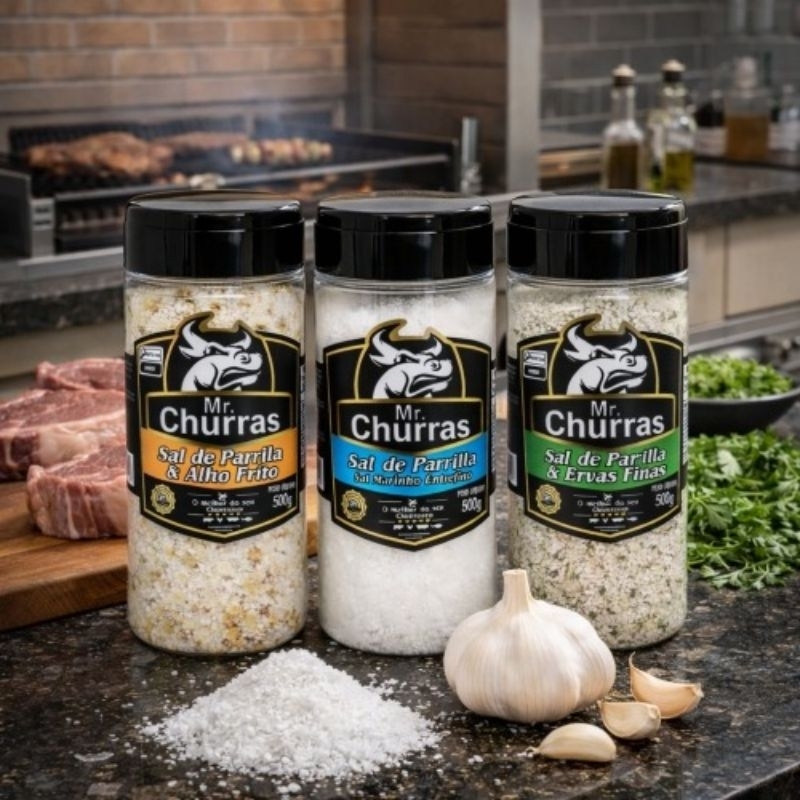 Kit Sal de Parrilla 500g 03 Potes Premium Churrasco em Oferta na Shopee