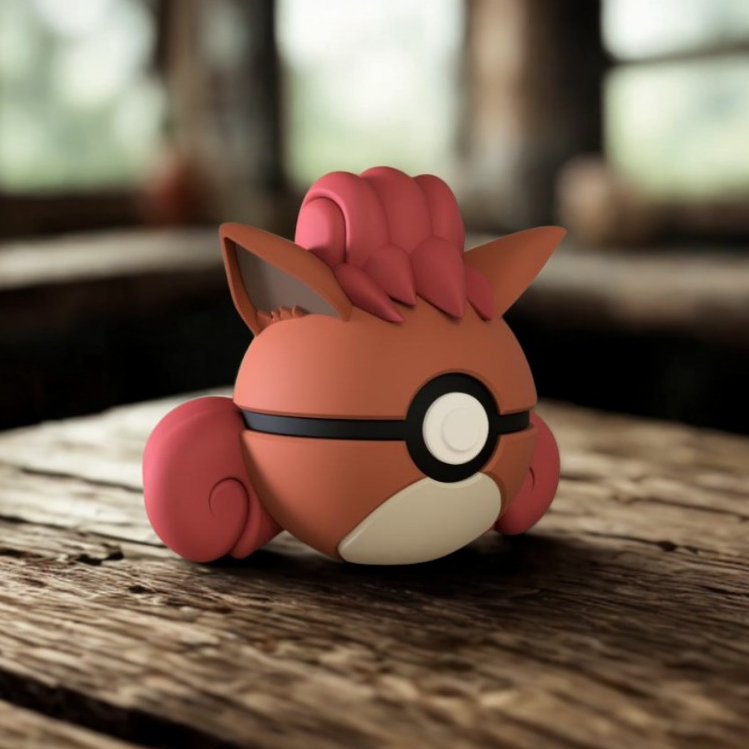 Pokebola Vulpix – Impressão 3D • Colecionável • PLA Biodegradável • Alta Qualidade - Pokemon