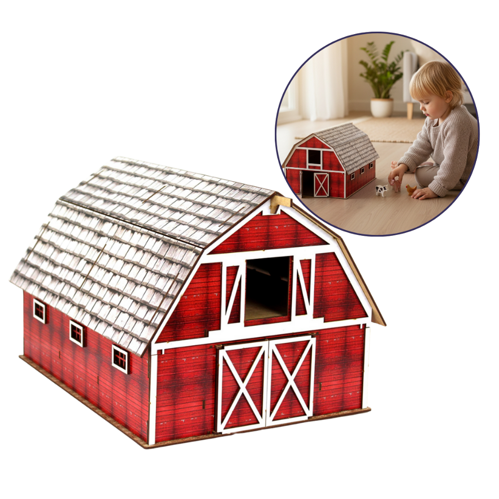 Mini Celeiro Em MDF Adesivado Fazenda Infantil Brinquedo Educativo MDF Criativa