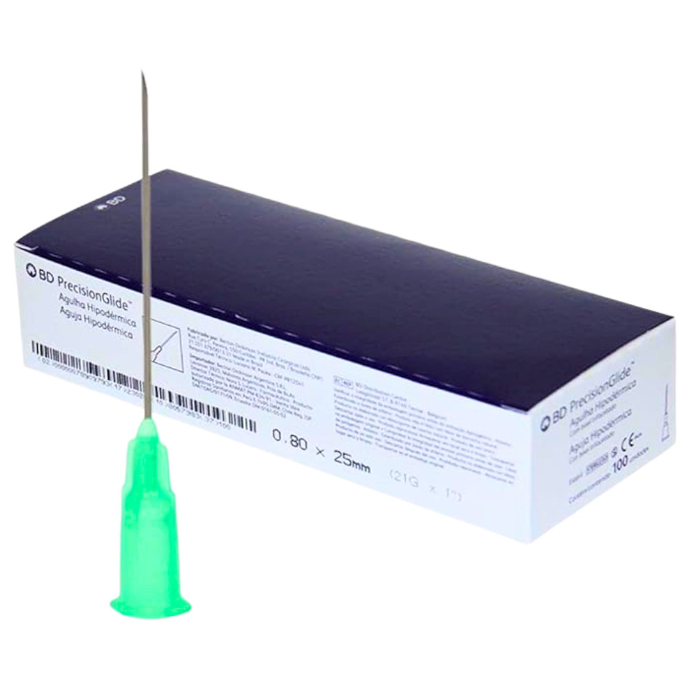 Agulha BD Descartável HiPodérmica 25 X 0,80mm 21g 1 Verde 100u em Oferta na Shopee