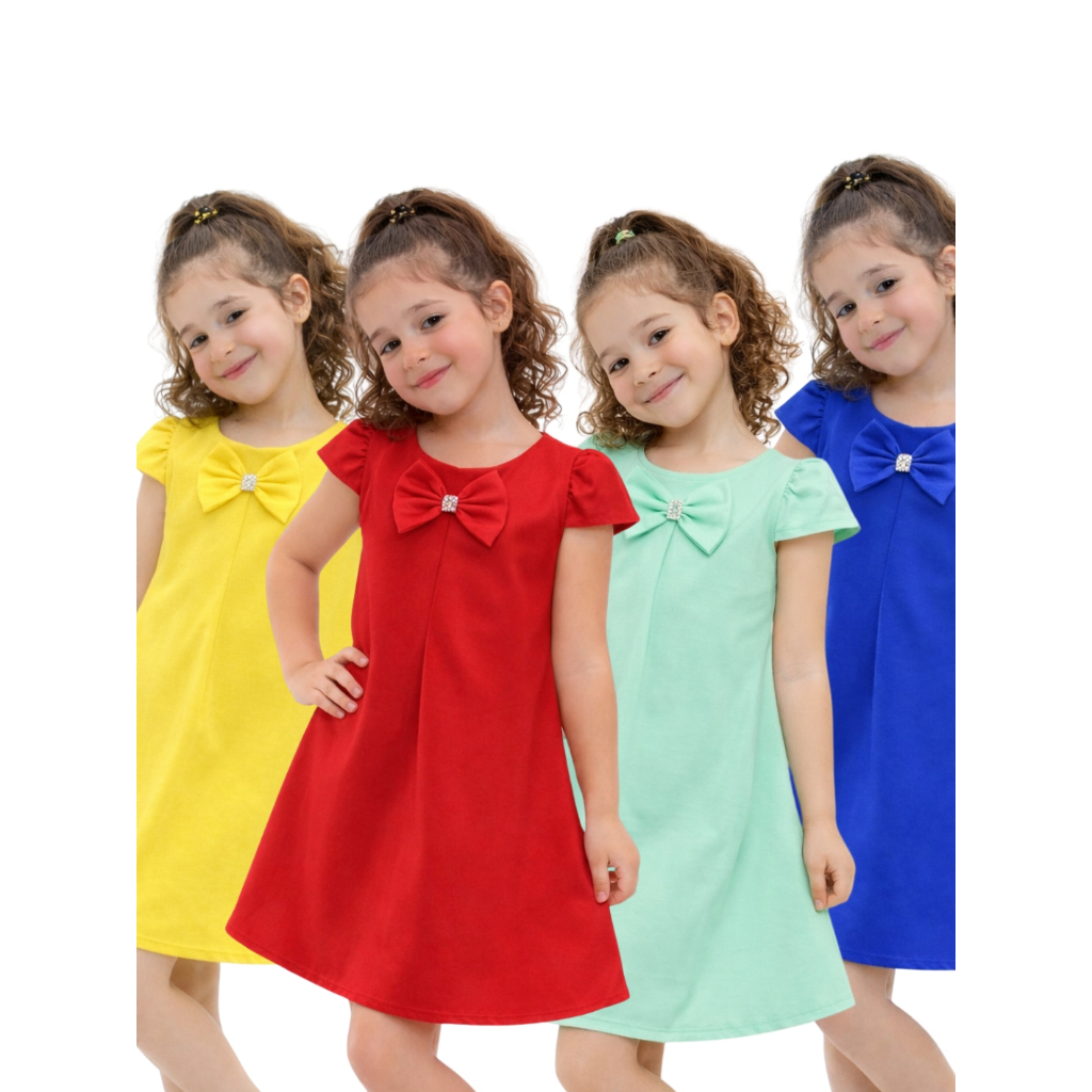 vestido infantil menina midi bata trapézio básico liso verão dia a dia casual cores