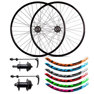 Par Roda Aro 29 Aero Montado Blocagem Completo Roda Livre Freio Disco Cubo Aço Esferado + Blocagens