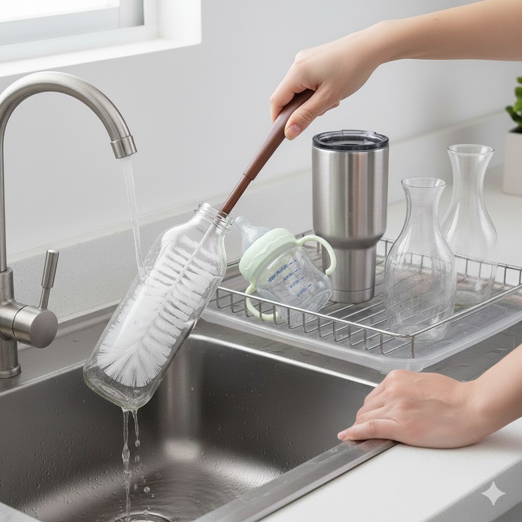 Escova de Limpar Lavar Garrafa com Cabo 30cm Betthavale Bompack em Oferta na Shopee