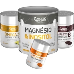 Kit Magnésio Inositol + Curcumina c/ Vitamina E + Ômega 3 + Complexo B Bodyaction