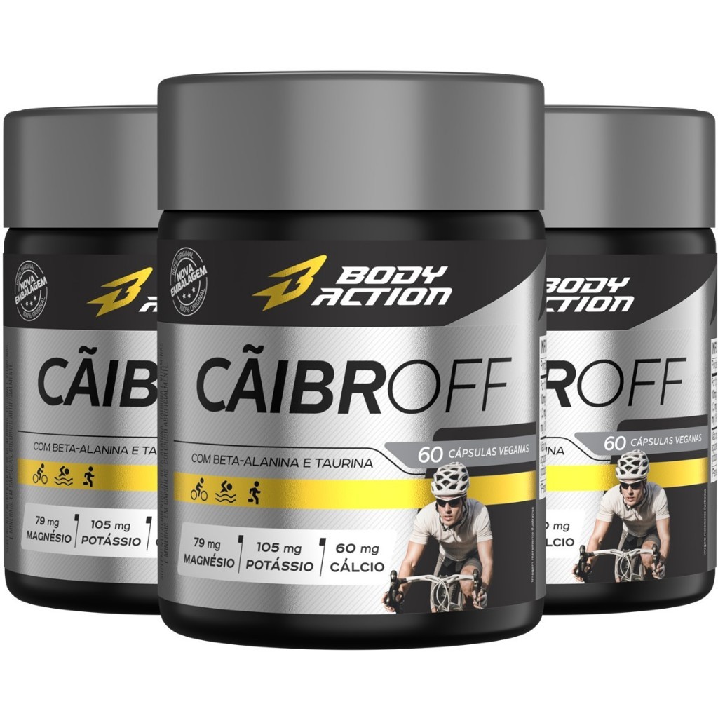 Kit 3x Cãibroff Potássio Magnésio Cálcio - Total 180 Caps Bodyaction em Oferta na Shopee
