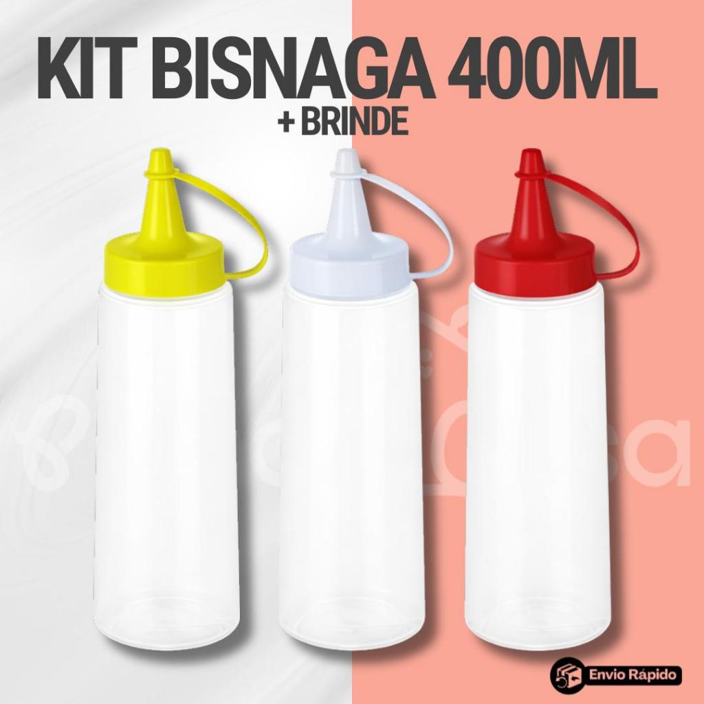 Bisnaga Maionese Katchup Mostarda Molho Pimenta Caseiro Tubo Para Lanchonete Bar 400ML