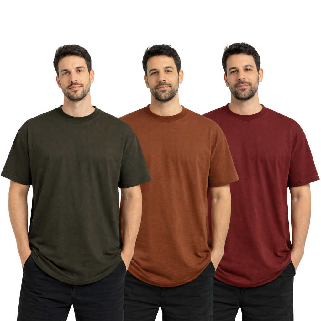 Kit 3 Camisetas OverSize Masculina Streetwear 100% Algodão Lisa em Oferta na Shopee