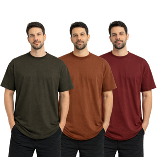 Kit 3 Camisetas OverSize Masculina Streetwear 100% Algodão Lisa em Oferta na Shopee