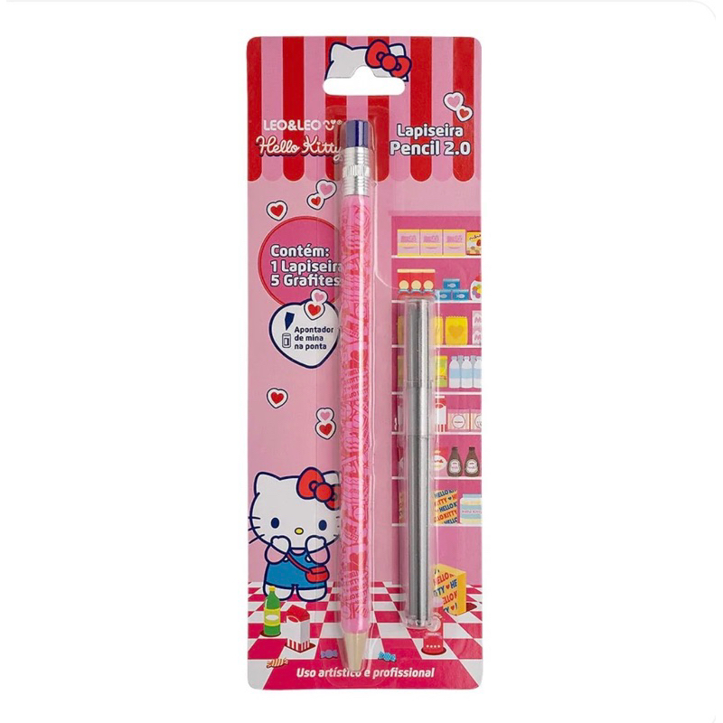 Lapiseira Hello Kitty 2.0mm com Apontador e Grafite | Leonora ✨ em Oferta na Shopee