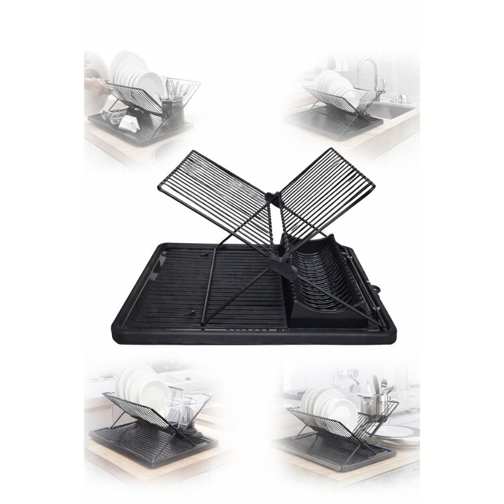 Escorredor De Louça 15 Copos pratos Com Bandeja Cor Preto em Oferta na Shopee