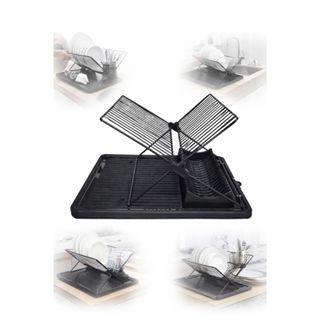 Escorredor De Louça 15 Copos pratos Com Bandeja Cor Preto em Oferta na Shopee