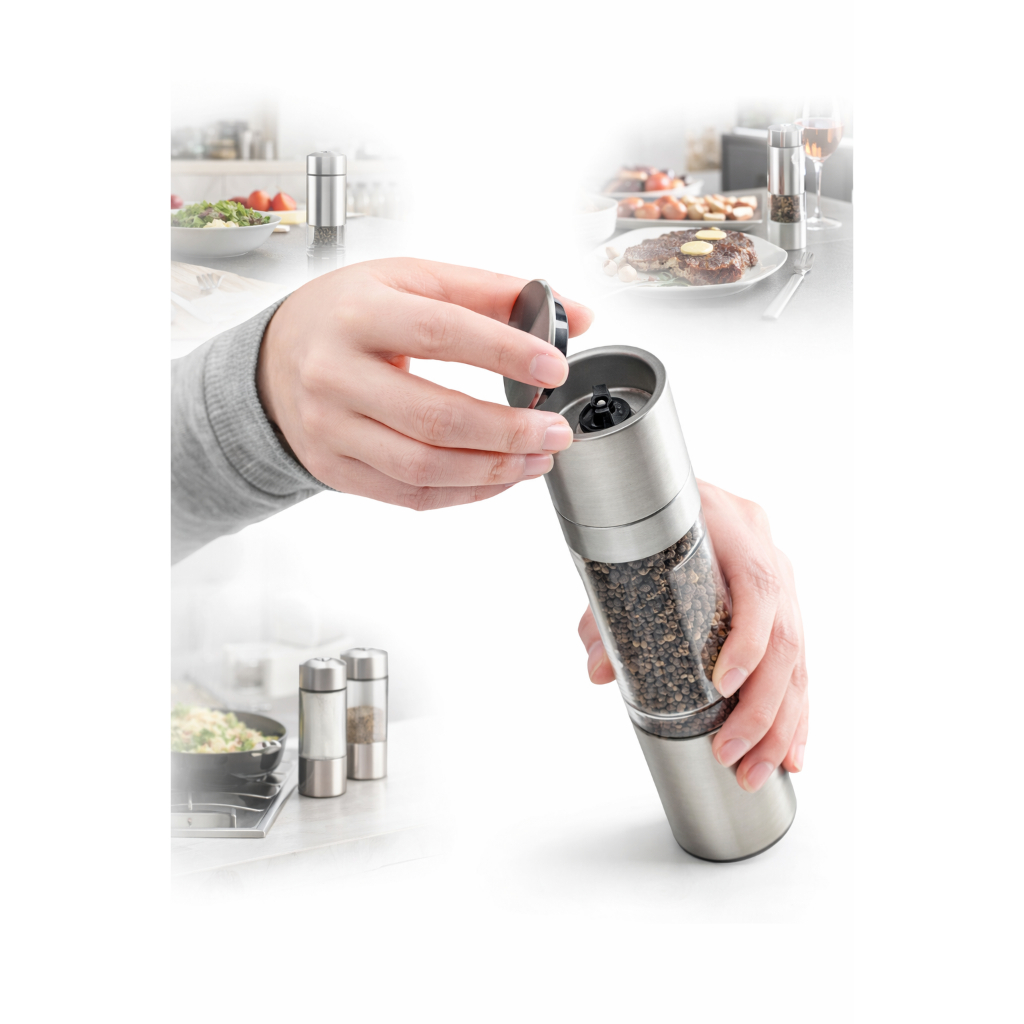 Moedor De Pimenta e Temperos Manual Inox 2 Em 1 em Oferta na Shopee