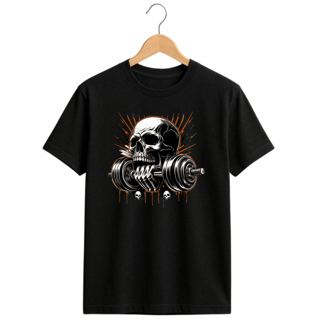 Camiseta Caveira Gym Academia Unissex Fitness Treino Confortável Casual Camisa Musculação Oversized em Oferta na Shopee