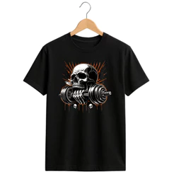 Camiseta Caveira Gym Academia Unissex Fitness Treino Confortável Casual Camisa Musculação Oversized