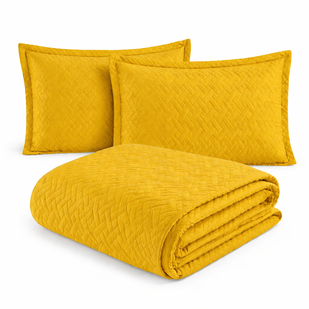 Coxa Cocha Colcha Cobre Leito Jogo Roupa Cama Solteiro 2 Pçs Matelado Edredom Simples Amarelo Basico
