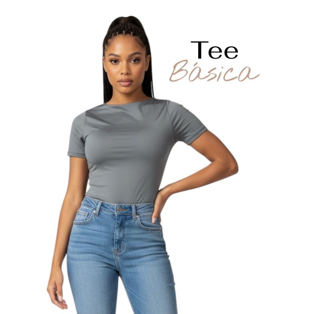 Baby Tee Feminina Blusa Slim Fit Manga Curta Blusa de Compressão Várias Cores Proteção UV Academia