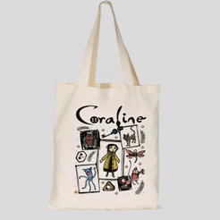 Bolsa Sacola Ecobag 100% Algodão Cru Coraline Mundo Secreto Envio Imediato