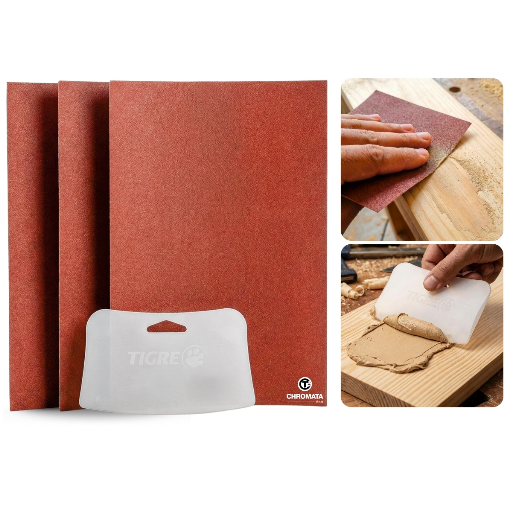 Kit 3 Lixa Norton Para Massa F12/PVA/Acrílica + Espátula Tigre Flexível Reparo Madeira Parede em Oferta na Shopee