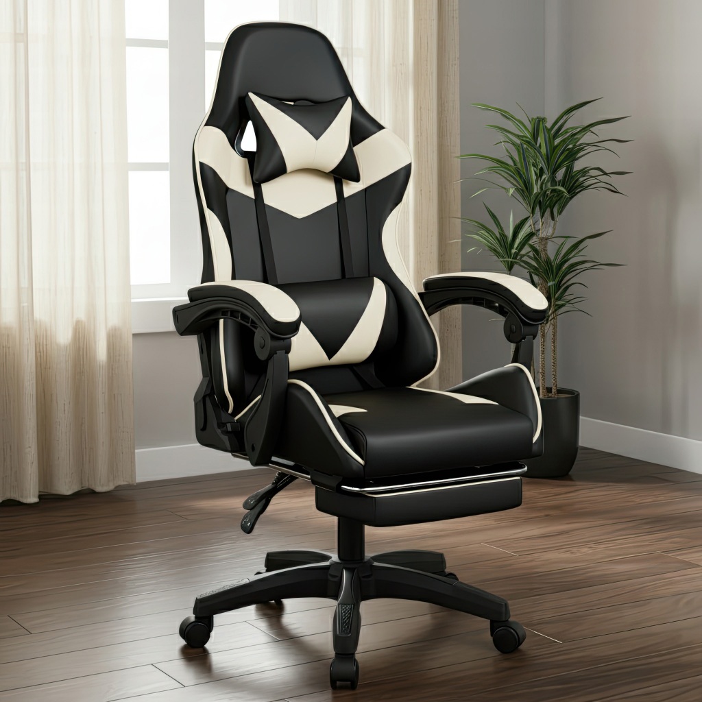 Imagem Cadeira Gamer Preta Ergonômica Reclinável Confortável Com Rodinha