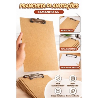 Prancheta Ofício A4 Eucatex Madeira MDF Duratex Garra De Aço Eficiente Kit com 1 Unidade em Oferta na Shopee