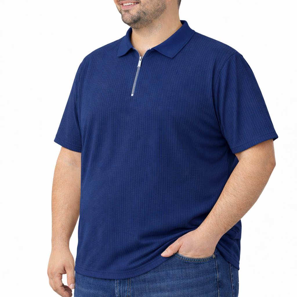 Camiseta camisa Polo Plus Size  G1 G2 G3 Manga Curta Com Zíper Malha Canelada Masculina
