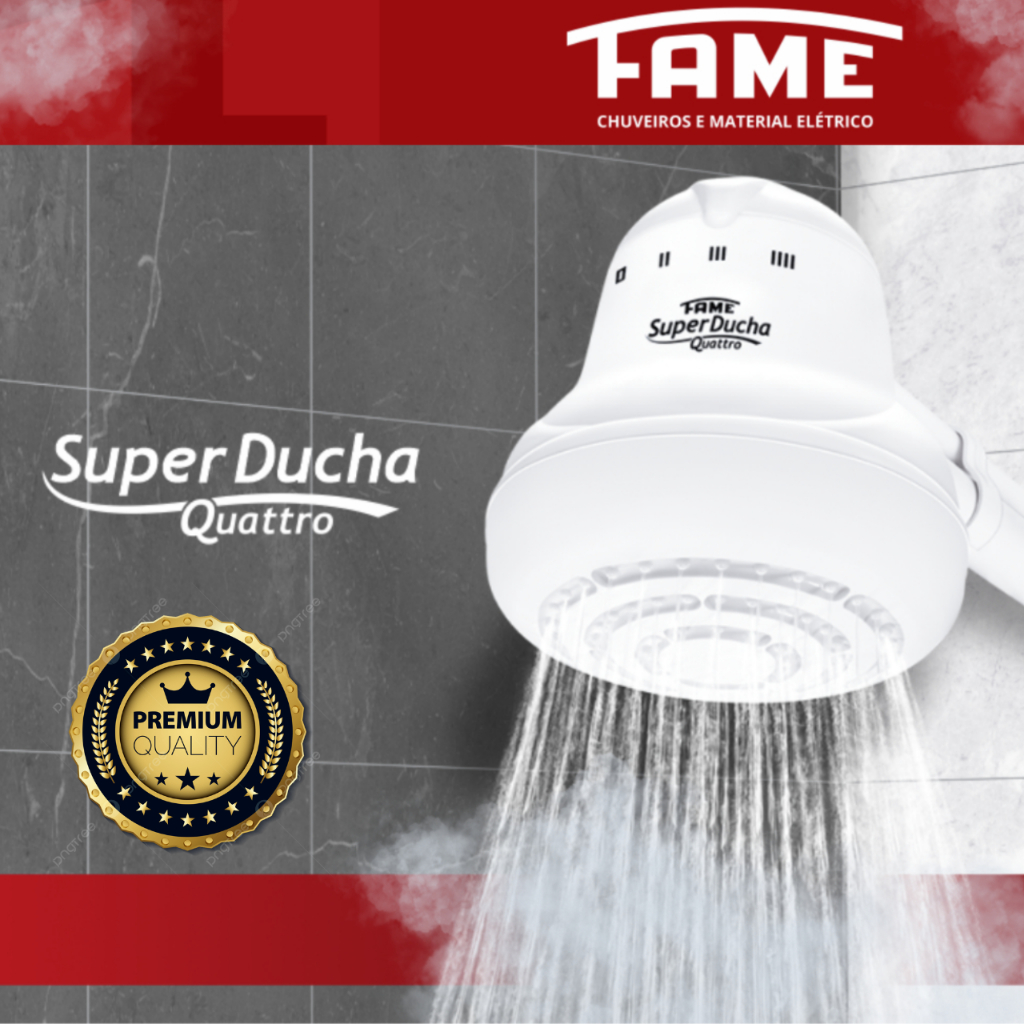 Chuveiro Super Ducha Fame 4 Temperaturas Branco - 220v 6800w - Fame em Oferta na Shopee