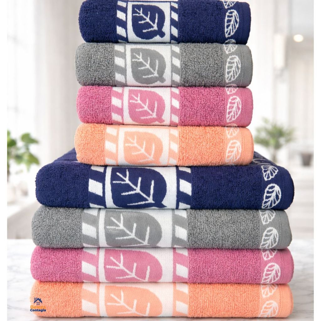 Jogo de Toalhas 8 Peças 4 Banho + 4 Rosto 100% algodão Gigante grossa Alta absorção Bordada