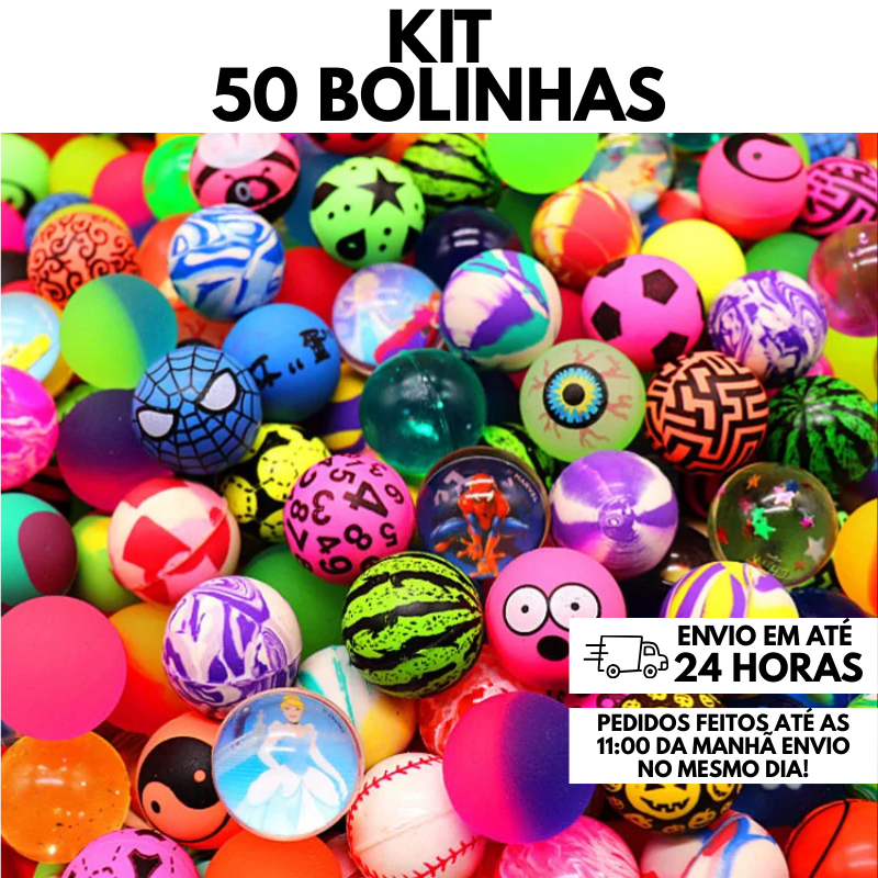 Kit 50 Bolinhas 27mm Pula Pula Multicoloridas Festa Brinquedo Infantil