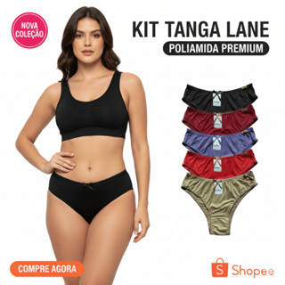 KIT Tangão Lane POLIAMIDA com Elástico ZigZag nas Pernas e Cintura -TODA PESPONTADA Cores Vibrantes em Oferta na Shopee