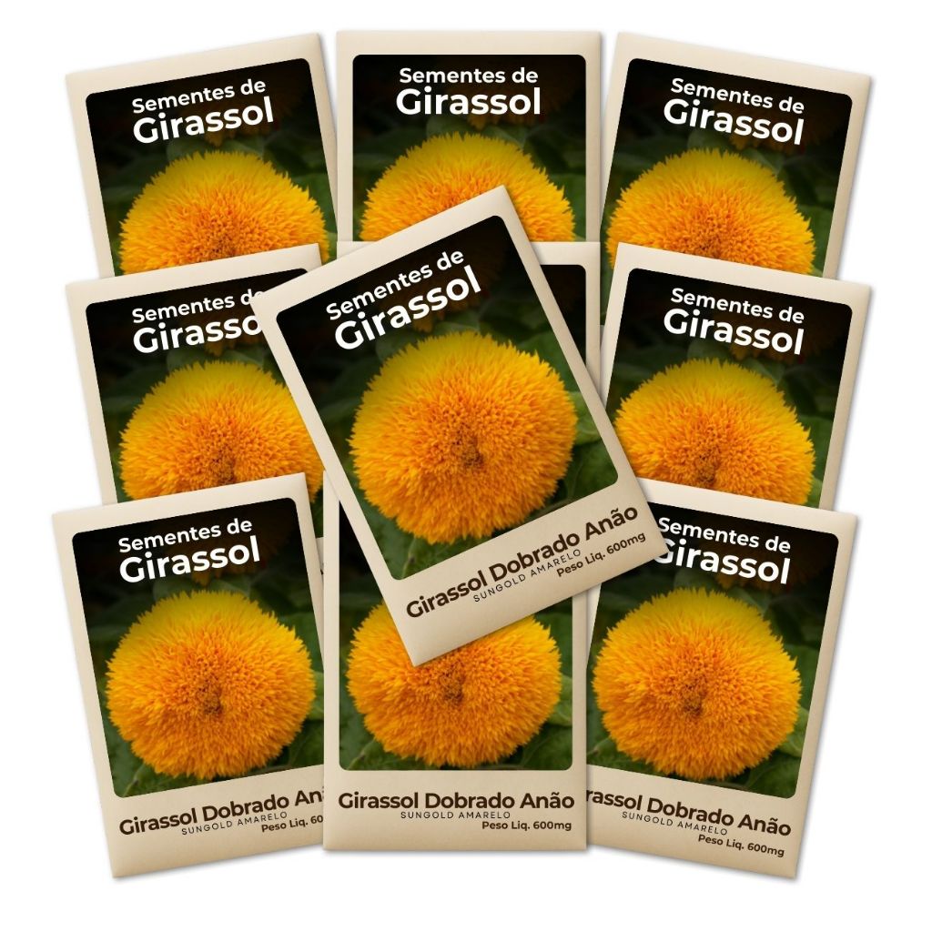 Sementes de Girassol Anão Alta Taxa de Germinação Sementes de Flores Premium Alta Germinação 10 Pacotes