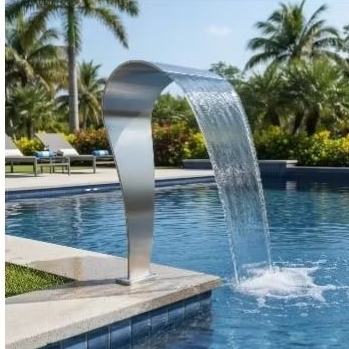 Cascata Naja 80x23cm Inox 304 Piscina Cascata De Chão Piso High Tech Acessório Para Piscina Inox