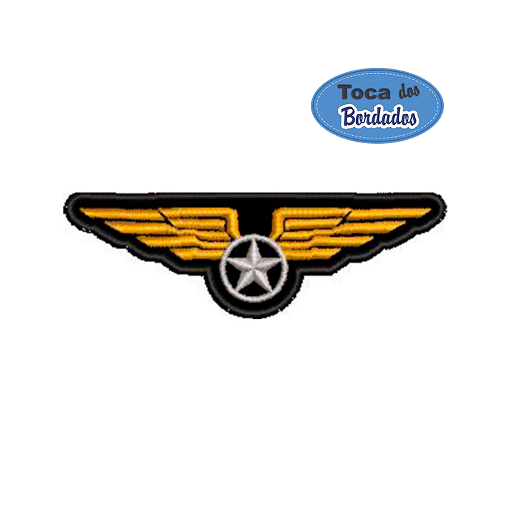 Patch Bordado Brevê Aviação 9x3 cm Cód.6428 Aviação, Piloto
