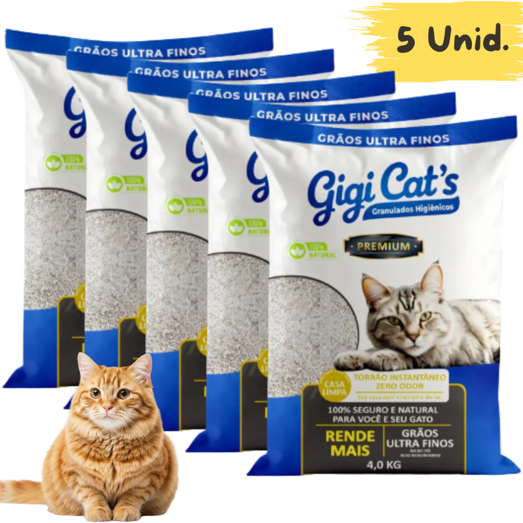 Areia Higiênica Premium Para Gatos Gigi Cats Rende Mais 4kg em Oferta na Shopee