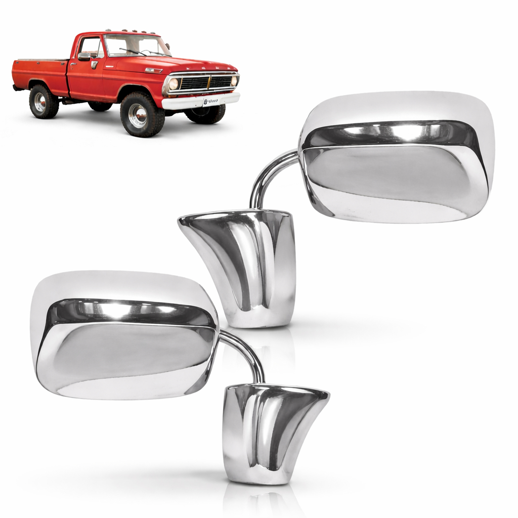 Par Espelhos Retrovisor Cromado Pickup Ford Gm F1000 F100 C10 C20 D20 D10 Ranger C14 C15