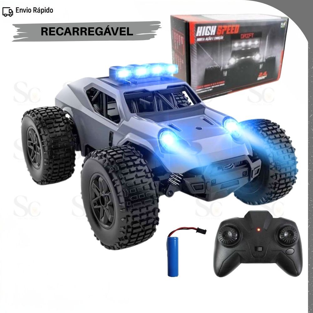 Carrinho de Controle Remoto Off-Road Drift Com Faróis de LED Super Resistente Brinquedo Menino em Oferta na Shopee