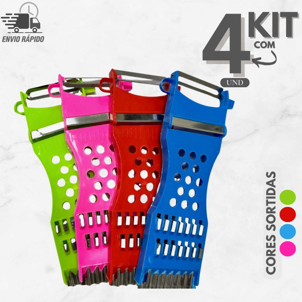 Kit 4 Descascador Fatiador Ralador e Cortador Multiuso l Utensílio Prático para Cozinha em Oferta na Shopee