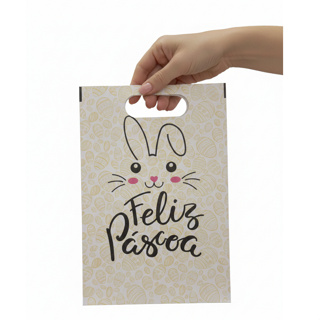 Sacolas Boca de Palhaço Feliz Páscoa 20X30 - FUNDO AMARELO em Oferta na Shopee